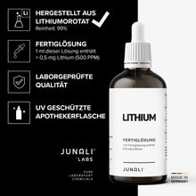 Laden Sie das Bild in den Galerie-Viewer, JUNALI® Lithium Lösung, aus Reinstwasser und reinem Lithium Orotat (2x 100 ml)
