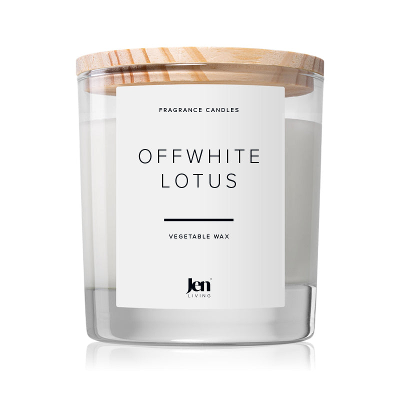 JenLiving® OFFWHITE LOTUS Fragrance Candle