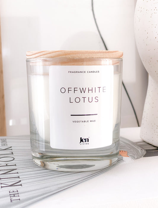 JenLiving® OFFWHITE LOTUS Fragrance Candle