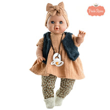 Laden Sie das Bild in den Galerie-Viewer, Paola Reina Sonia , sprechende Puppe 2023 mit Schnuller und Kleidung 08033, Leo Muster