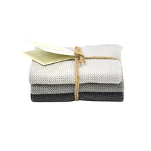 Laden Sie das Bild in den Galerie-Viewer, Solvang Wischtücher gestrickt, 3er Set, stahlgrau aus 100% Oeko-Tex Baumwolle