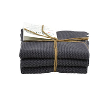 Laden Sie das Bild in den Galerie-Viewer, Solvang Wischtücher gestrickt, 3er Set, dunkelgrau aus 100% Oeko-Tex Baumwolle