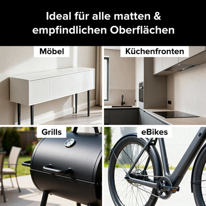 JUNALI® Matt Set, Oberflächen Mattreiniger + Mikrofasertuch