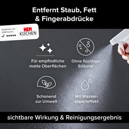JUNALI® Matt Set, Oberflächen Mattreiniger + Mikrofasertuch