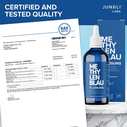 JUNALI® Methylenblau Lösung 1% USP pharmazeutische Qualität (100 ml)