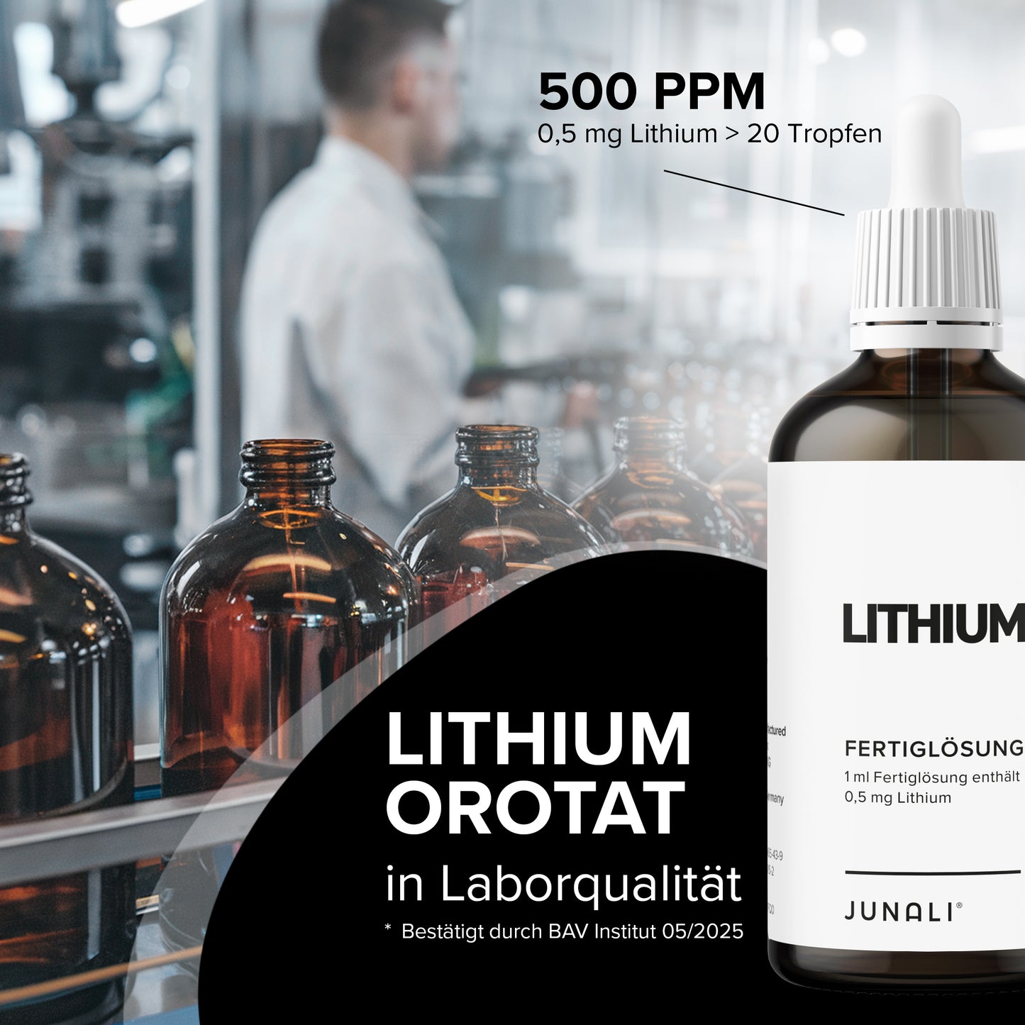 JUNALI® Lithium Lösung, aus Reinstwasser und reinem Lithium Orotat (100 ml)