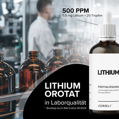 JUNALI® Lithium Lösung, aus Reinstwasser und reinem Lithium Orotat (100 ml)