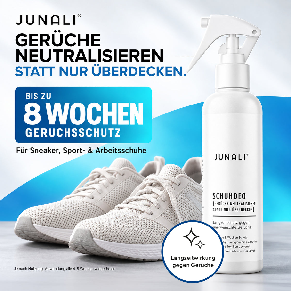 JUNALI® Schuhdeo Spray 250 ml – gegen Schuhgeruch, langanhaltend, biozidfrei