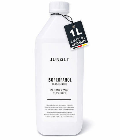 JUNALI® Isopropanol 99,9% Reinheit – Reinigungsmittel für 3D Drucker, Druckbett, Bauplatte & 3D Modelle