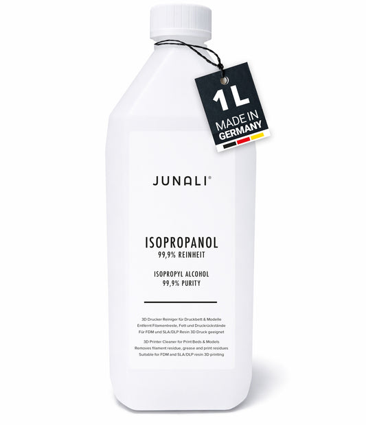 JUNALI® Isopropanol 99,9% Reinheit – Reinigungsmittel für 3D Drucker, Druckbett, Bauplatte & 3D Modelle