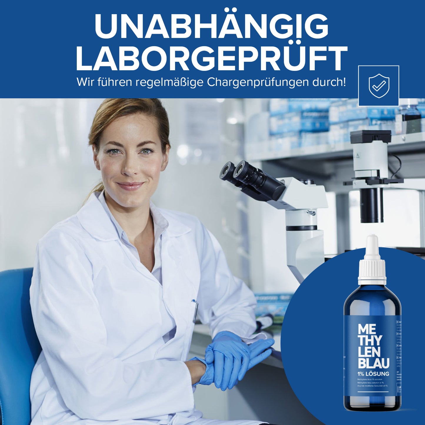 JUNALI® Methylenblau Lösung 1% USP pharmazeutische Qualität (2x 100 ml)