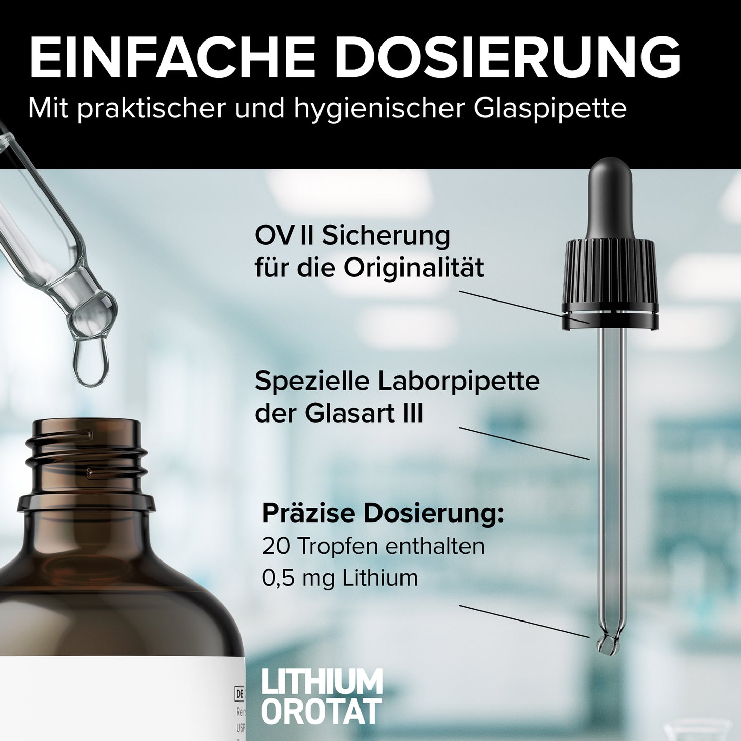 JUNALI® Lithium Lösung, aus Reinstwasser und reinem Lithium Orotat (100 ml)