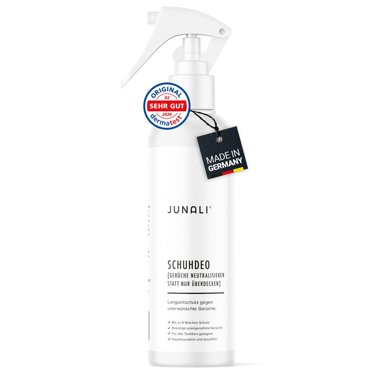 JUNALI® Schuhdeo Spray 250 ml – gegen Schuhgeruch, langanhaltend, biozidfrei