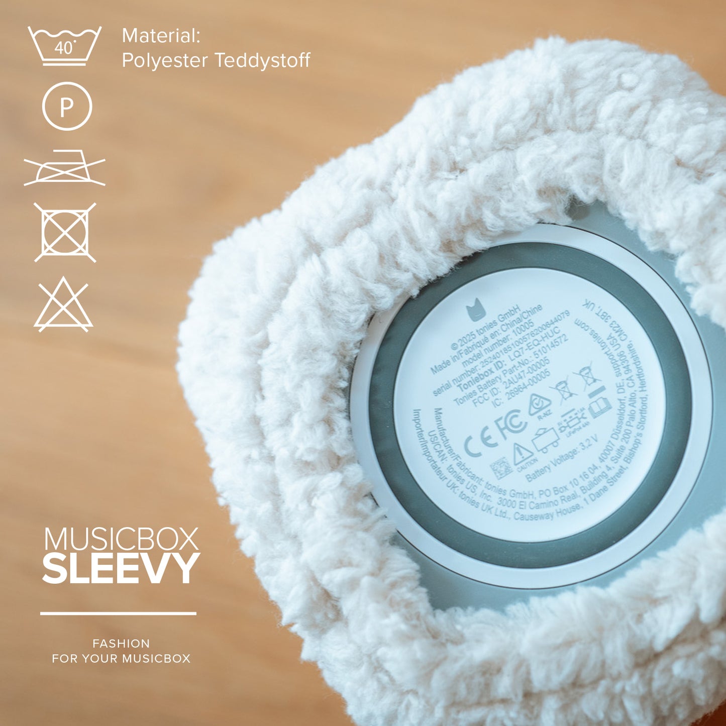Musikbox SLEEVY Stretch, Schutzbezug für die Toniebox 1 und 2 aus Teddy Stoff