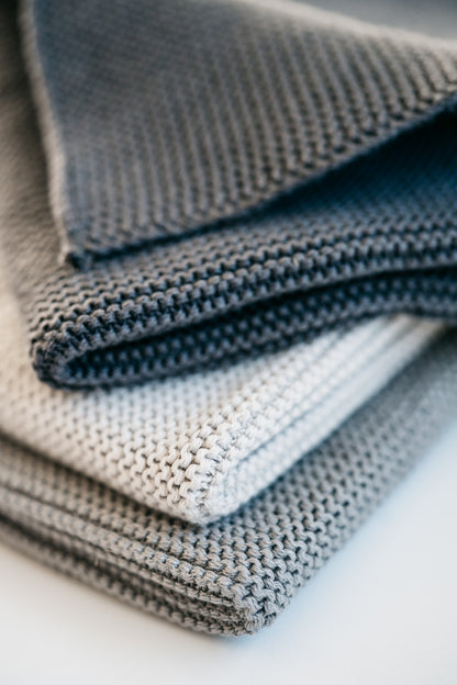 Solvang Wischtücher gestrickt, 3er Set, stahlgrau aus 100% Oeko-Tex Baumwolle