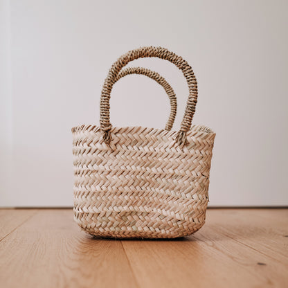 Kinderkorb Palmblatt, Jenliving Korb Tragetasche, Palmblatt Körbchen, Kindertasche aus Korb, Osterkorb Palmblatt