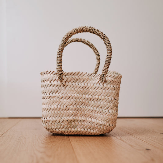 Kinderkorb Palmblatt, Jenliving Korb Tragetasche, Palmblatt Körbchen, Kindertasche aus Korb, Osterkorb Palmblatt